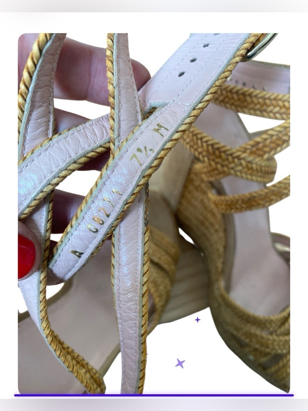Stuart Weitzman REINS Braided
Leather Crisscross Wedge Lanyard
Sandal size 7.5 - Picture 9 of 12